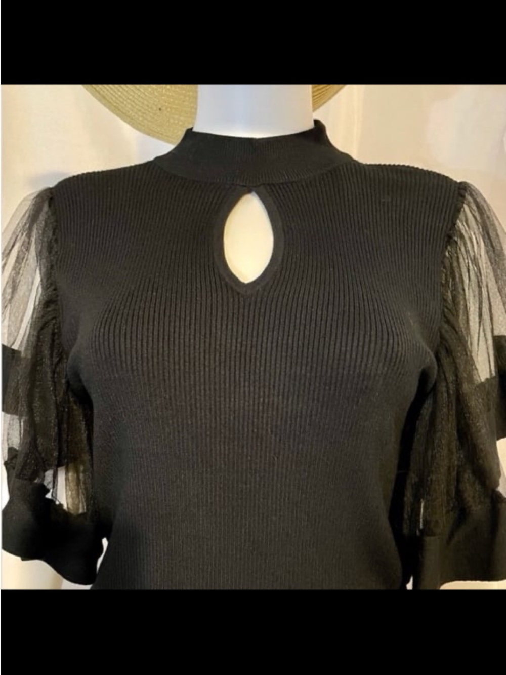 New York & Company 7th Avenue Studio Keyhole Butterfly Sleeve Knit Sweater - Picture 3 of 9